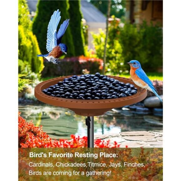 Bird Baths for Outdoors Heavy Duty, 38.5 in Detachable Birdbaths - Picture 3 of 8